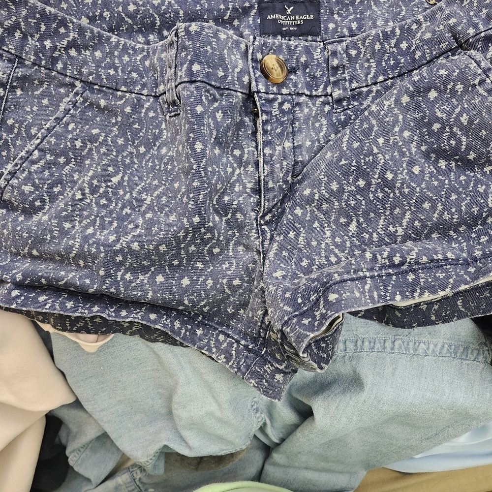 American Eagle Outfitters Navy Patterned Jean Shorts